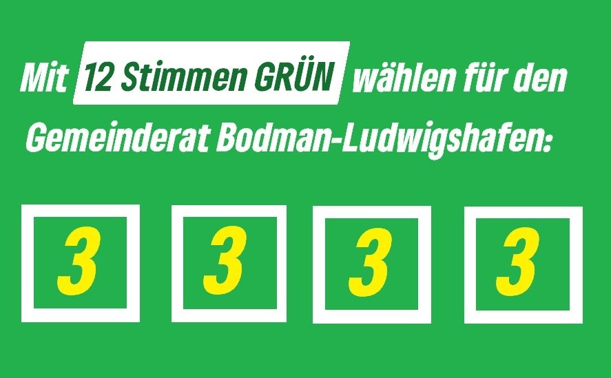 Mit 12 Stimmen GRÜN wählen für den Gemeinderat Bodman-Ludwigshafen