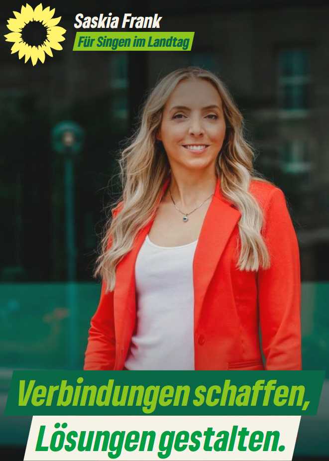 Herzlich willkommen!  Ich bin Saskia Frank, Ihre Grünen-Landtagsabgeordnete für den Wahlkreis Singen-Stockach. Als Agrarwissenschaftlerin und leidenschaftliche Vertreterin für Umwelt- und Klimaschutz setze ich mich mit Herz und Sachverstand für eine nachhaltige Zukunft in unserer Region ein. Ein besonderer Schwerpunkt meiner Arbeit liegt in der Bildungs- und frühkindlichen Bildungspolitik denn gute Bildungschancen von Anfang an sind die Grundlage für ein starkes und faires Miteinander.  Auf dieser Seite finden Sie Einblicke in meine Arbeit als Landtagsabgeordnete, aktuelle Projekte für den Wahlkreis Singen und meine Vision für eine nachhaltige und gerechte Zukunft.