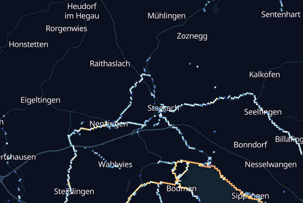 Heatmap Stadtradeln 15.06.2026 im Raum Stockach